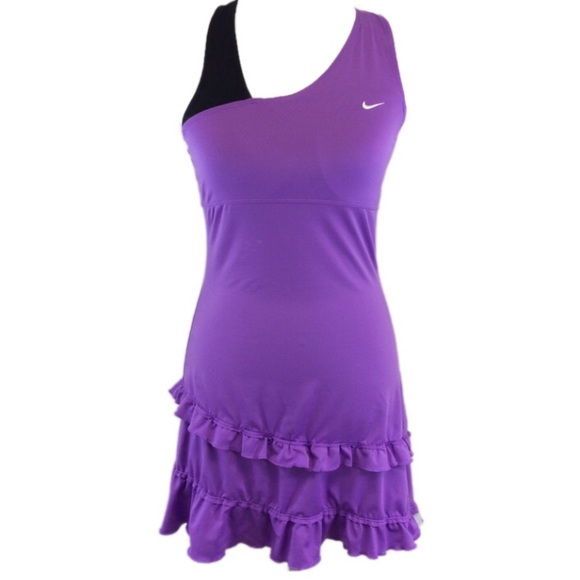 Nike Dresses & Skirts - Nike Dri fit Purple Black Racerback tennis dress